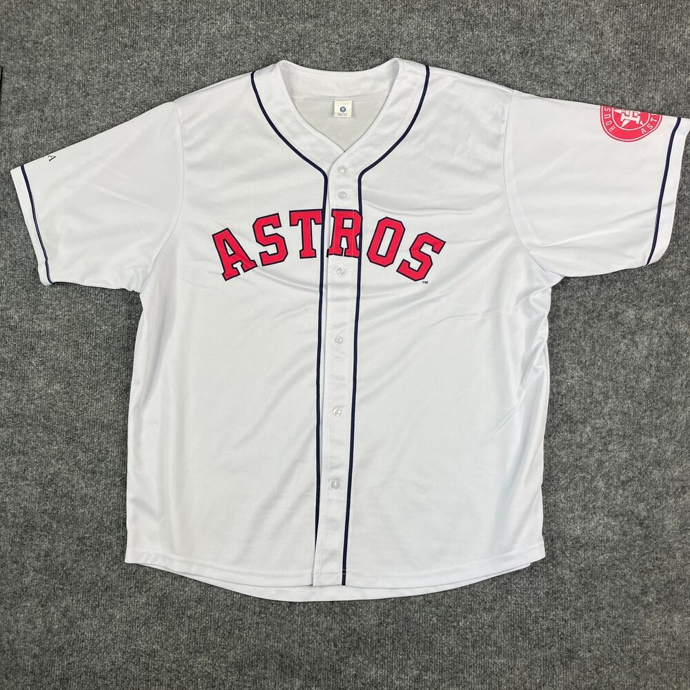 Houston Astros Jersey Mens XL White Button Front MLB Baseball Team Fan Shirt
